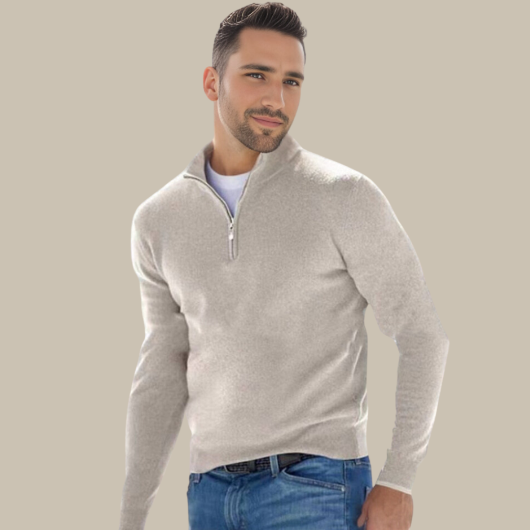 Zeta Sweater | Lightweight Cashfeel Half Zip