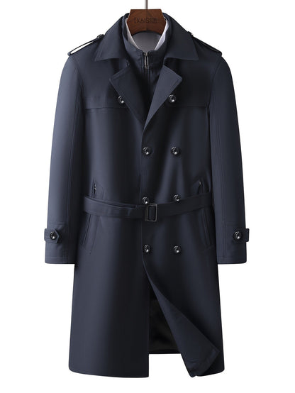 Coatify - Heren Dubbelknoop Trenchcoat met Riem en Epauletdetails