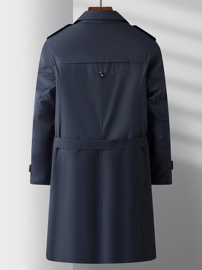 Coatify - Heren Dubbelknoop Trenchcoat met Riem en Epauletdetails