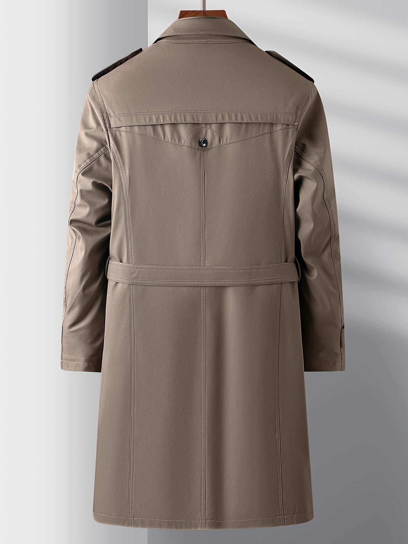 Coatify - Heren Dubbelknoop Trenchcoat met Riem en Epauletdetails