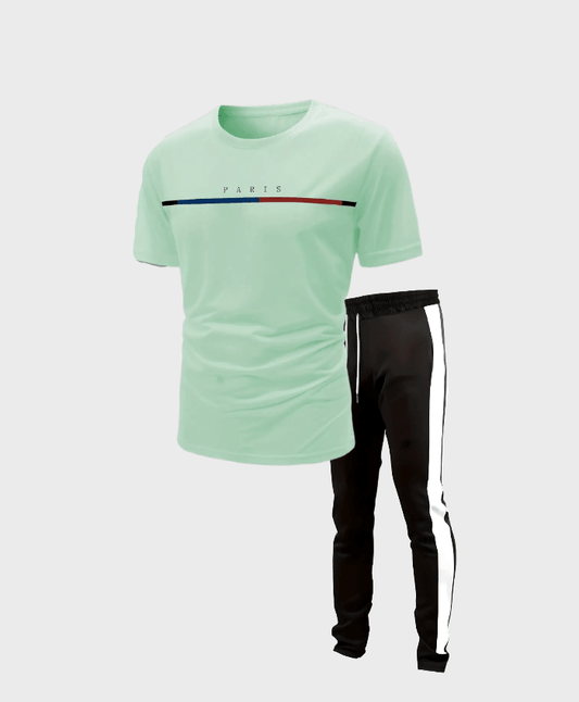 2-delige set mint groen t-shirt en zwarte trackpants