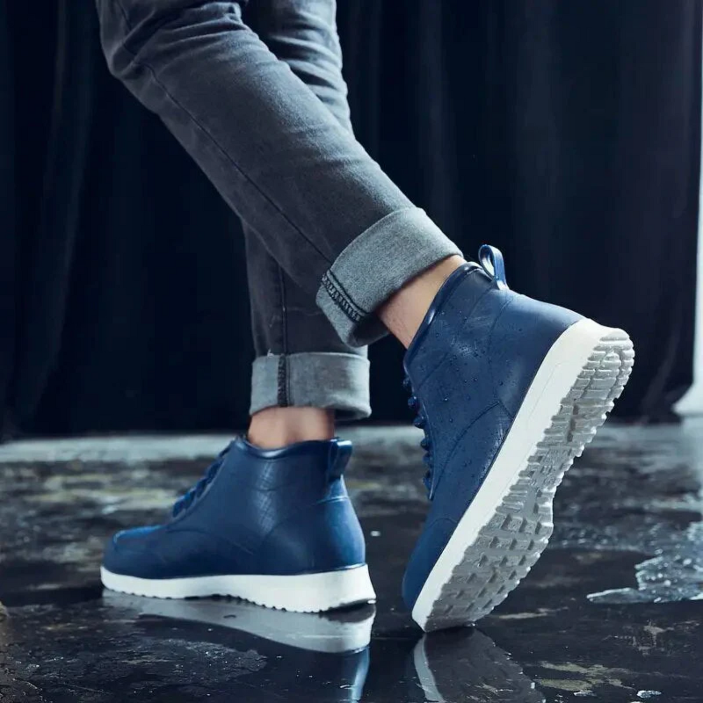 BootMax - Heren Waterdichte Hoge Sneakers met Vetersluiting en Textuur Zool