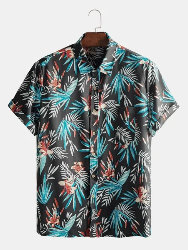 Amigo™ klassiek effen Hawai overhemd met bloemenprint