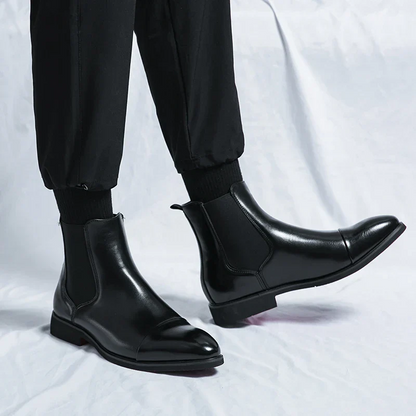 BootFit - Heren Leren Chelsea Boots met Cap Toe en Rode Zool Accent