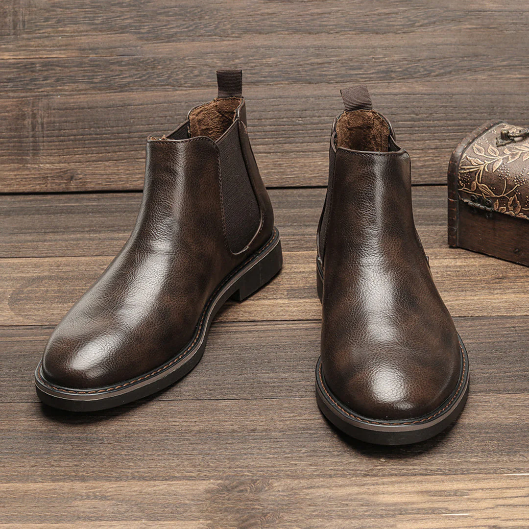 BootLux - Heren Leren Chelsea Boots met Elastische Zijpanelen en Antislip Zool