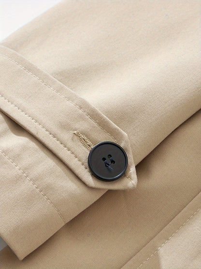 Coatify - Heren Dubbelknoop Trenchcoat met Tailleband en Stormflap