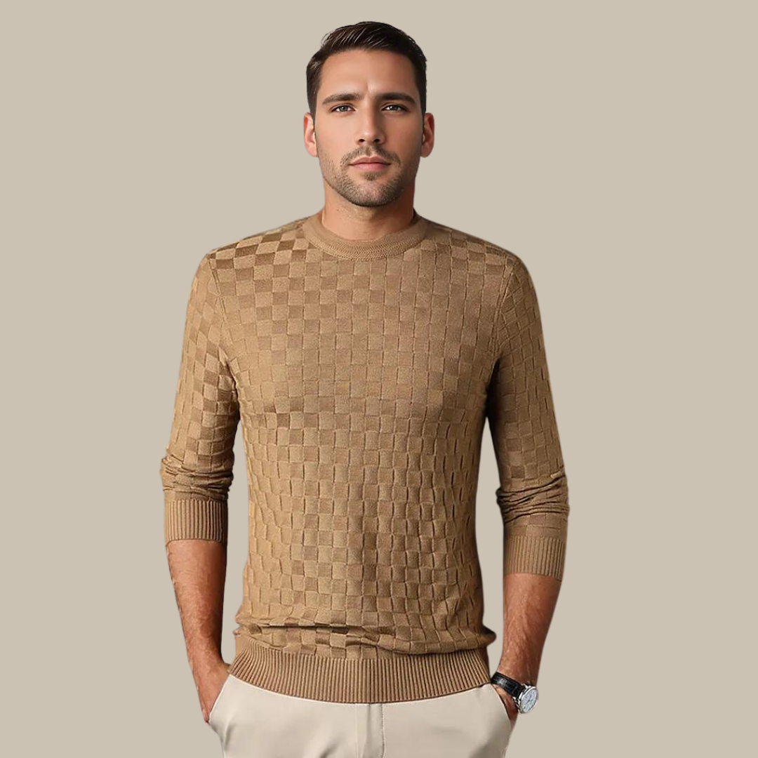 Zeta Sweater | Luxe trui met damier design voor mannen