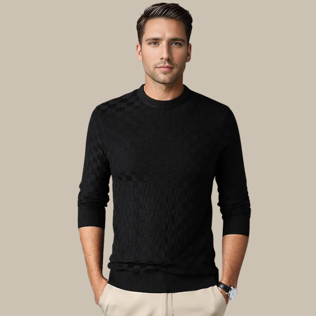 Zeta Sweater | Luxe trui met damier design voor mannen