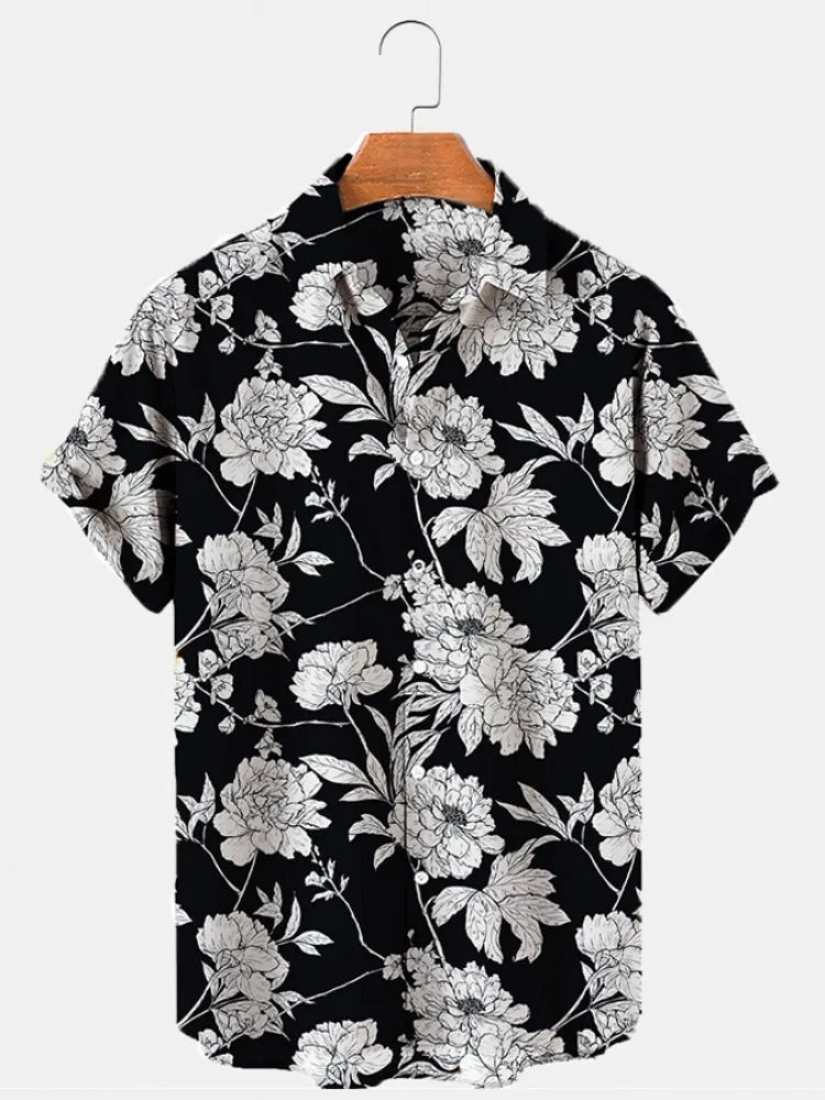 Amigo™ klassiek effen Hawai overhemd met bloemenprint