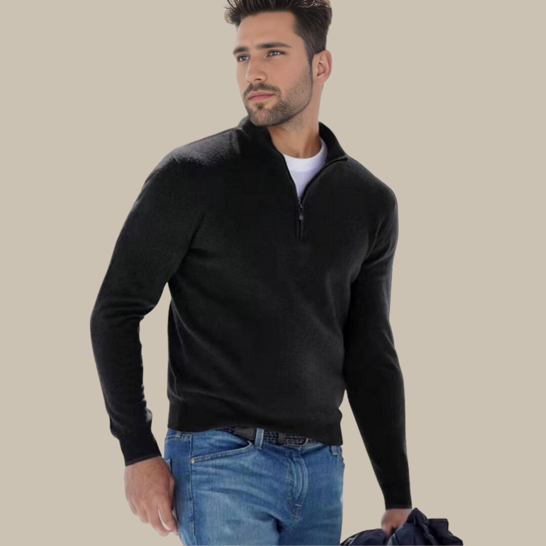 Zeta Sweater | Lightweight Cashfeel Half Zip