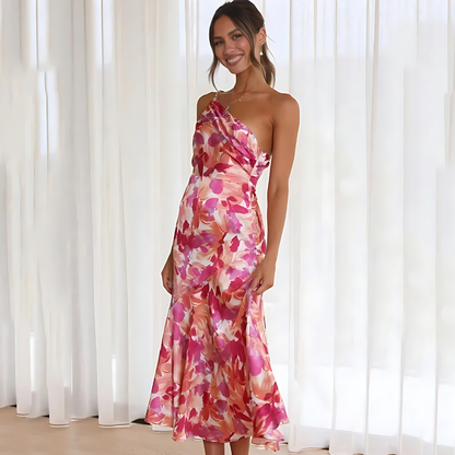 A-lijn jurk | Elegante zomer midi-jurk met bloemenpatroon voor vrouwen