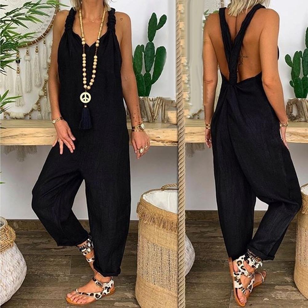 Backless geknoopte jumpsuit