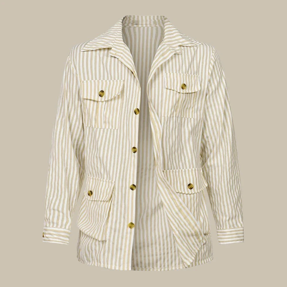 Zeta Striped Jacket | Premium Italiaanse linnen-look jasje heren