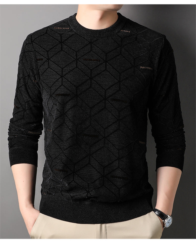 ARTO Premium Sweater | Stijlvolle luchtige merino-look heren gebreide trui met lange mouwen, ronde halslijn