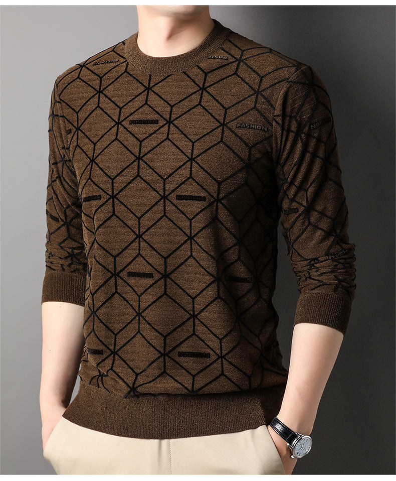 ARTO Premium Sweater | Stijlvolle luchtige merino-look heren gebreide trui met lange mouwen, ronde halslijn