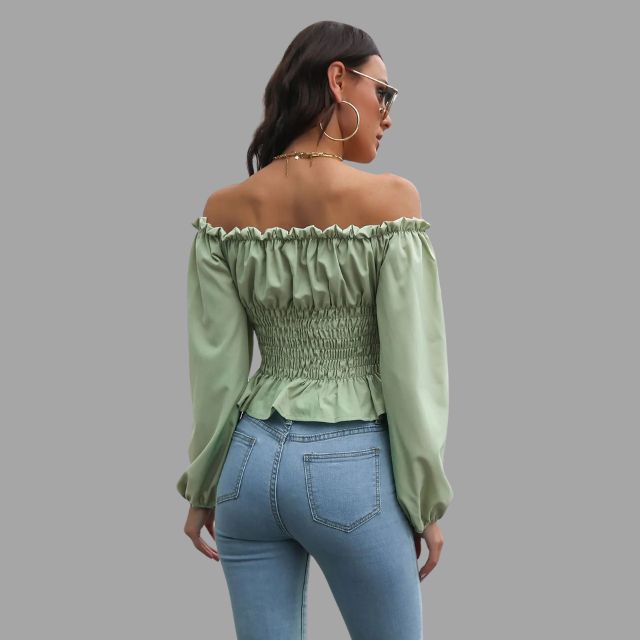 Ashley - Off-the-shoulder blouse met kanten voorkant