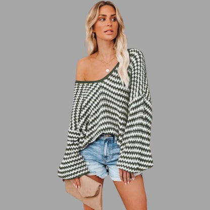 Bianca - Gebreide trui met off-the-shoulder dessin