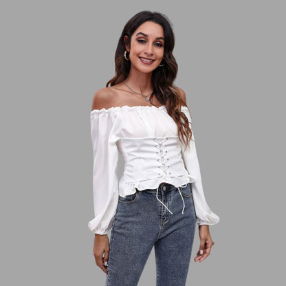 Ashley - Off-the-shoulder blouse met kanten voorkant