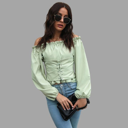 Ashley - Off-the-shoulder blouse met kanten voorkant