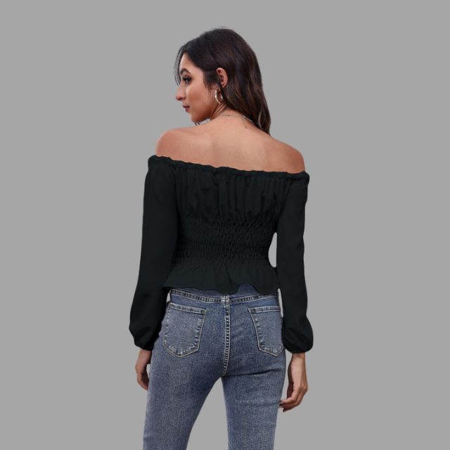 Ashley - Off-the-shoulder blouse met kanten voorkant