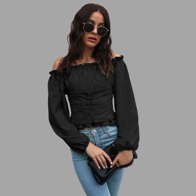 Ashley - Off-the-shoulder blouse met kanten voorkant