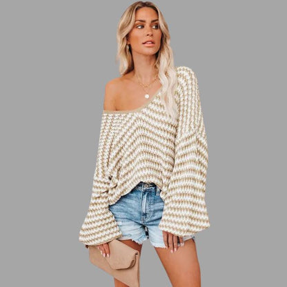 Bianca - Gebreide trui met off-the-shoulder dessin