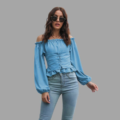 Ashley - Off-the-shoulder blouse met kanten voorkant