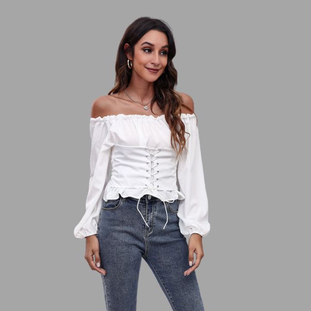 Ashley - Off-the-shoulder blouse met kanten voorkant