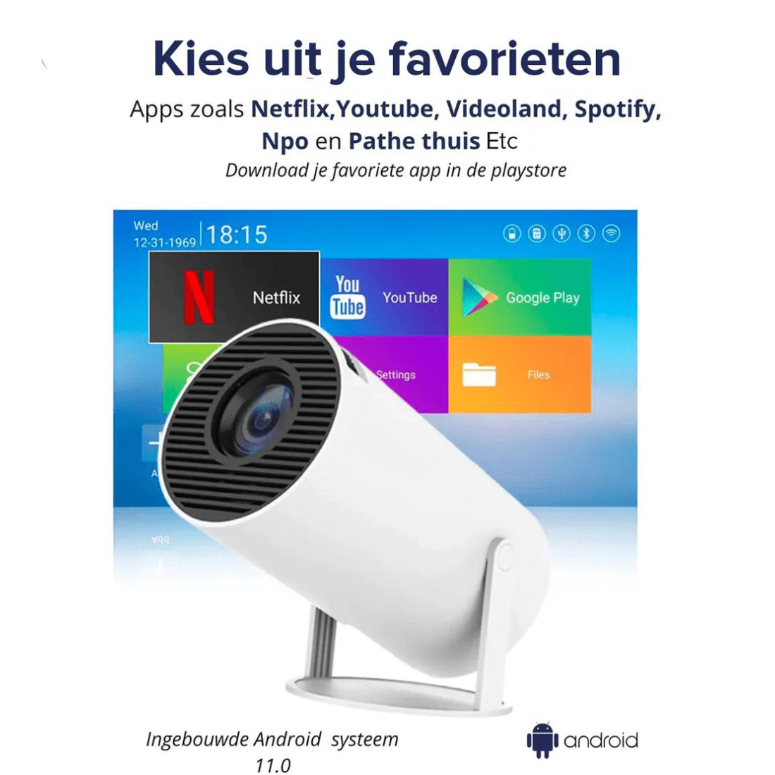 BEAMER - 180° Graden Draagbare Projector met WiFi