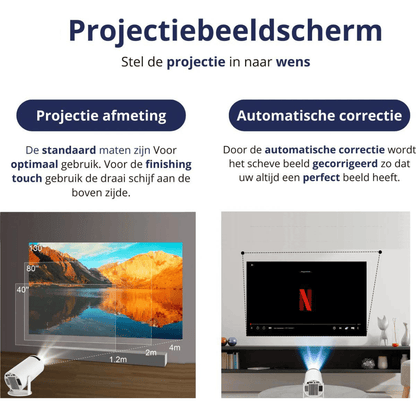 BEAMER - 180° Graden Draagbare Projector met WiFi