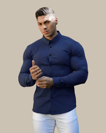 Arnold Muscle-Fit Overhemd | Stijlvolle Muscle Fit shirt met lange mouwen voor heren